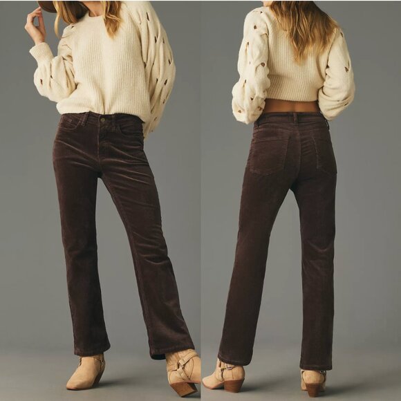 Anthropologie The Yaya Mid-Rise Corduroy Crop Flare Jeans by Pilcro - Picture 1 of 9